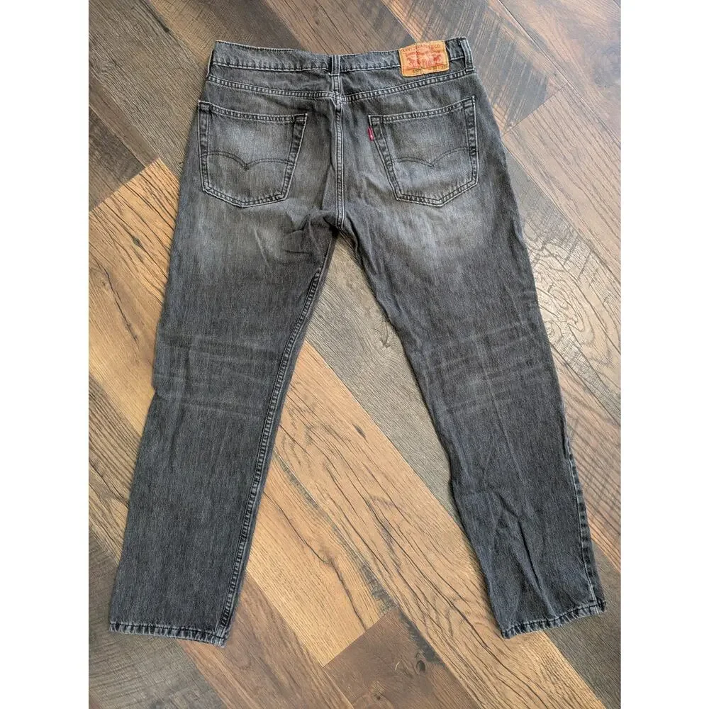 Levi's 502 Regular Taper Jeans Mens 34x32 (28) Grey Wash Stretch Denim Tapered